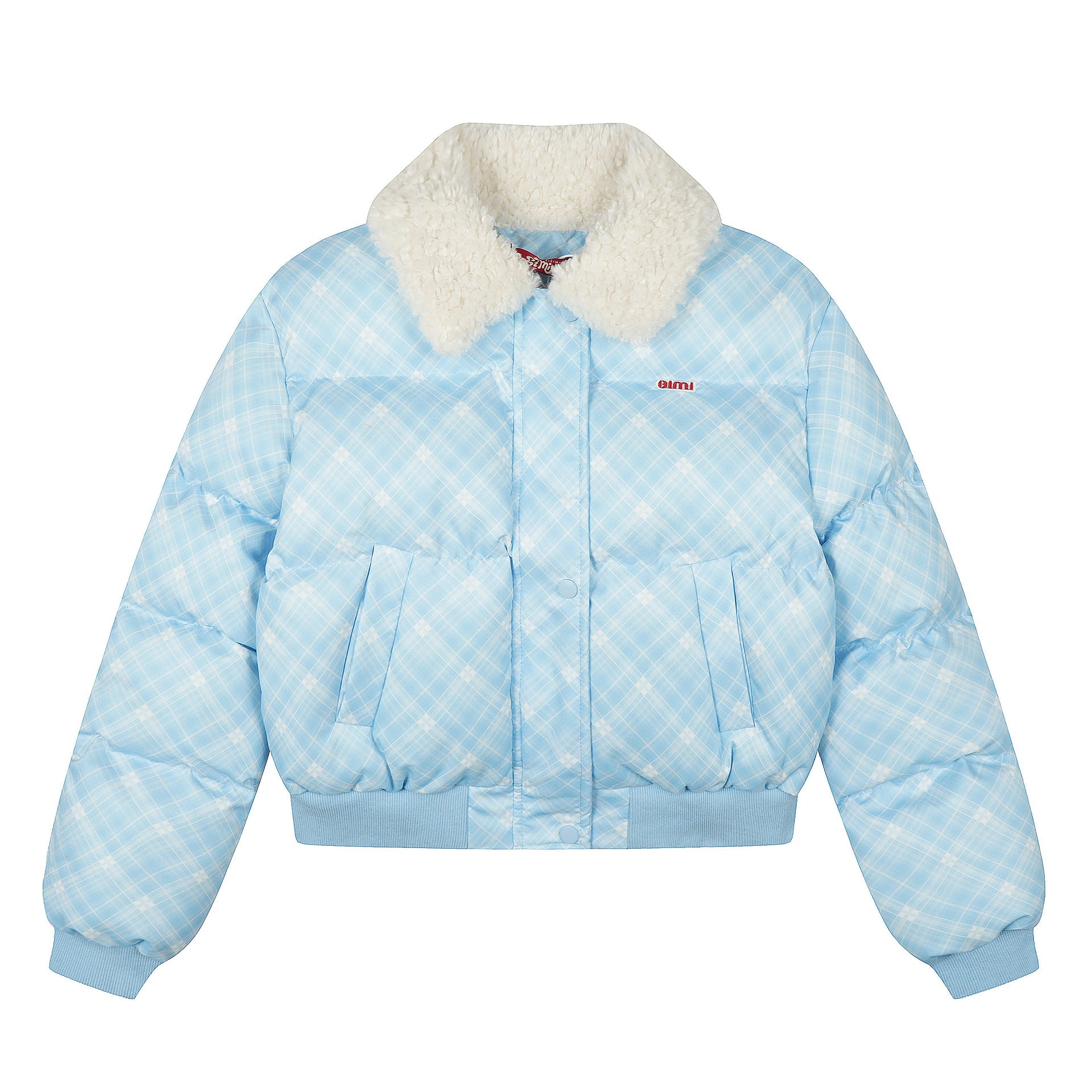 Retro plaid plush lapel short cotton jacket for women