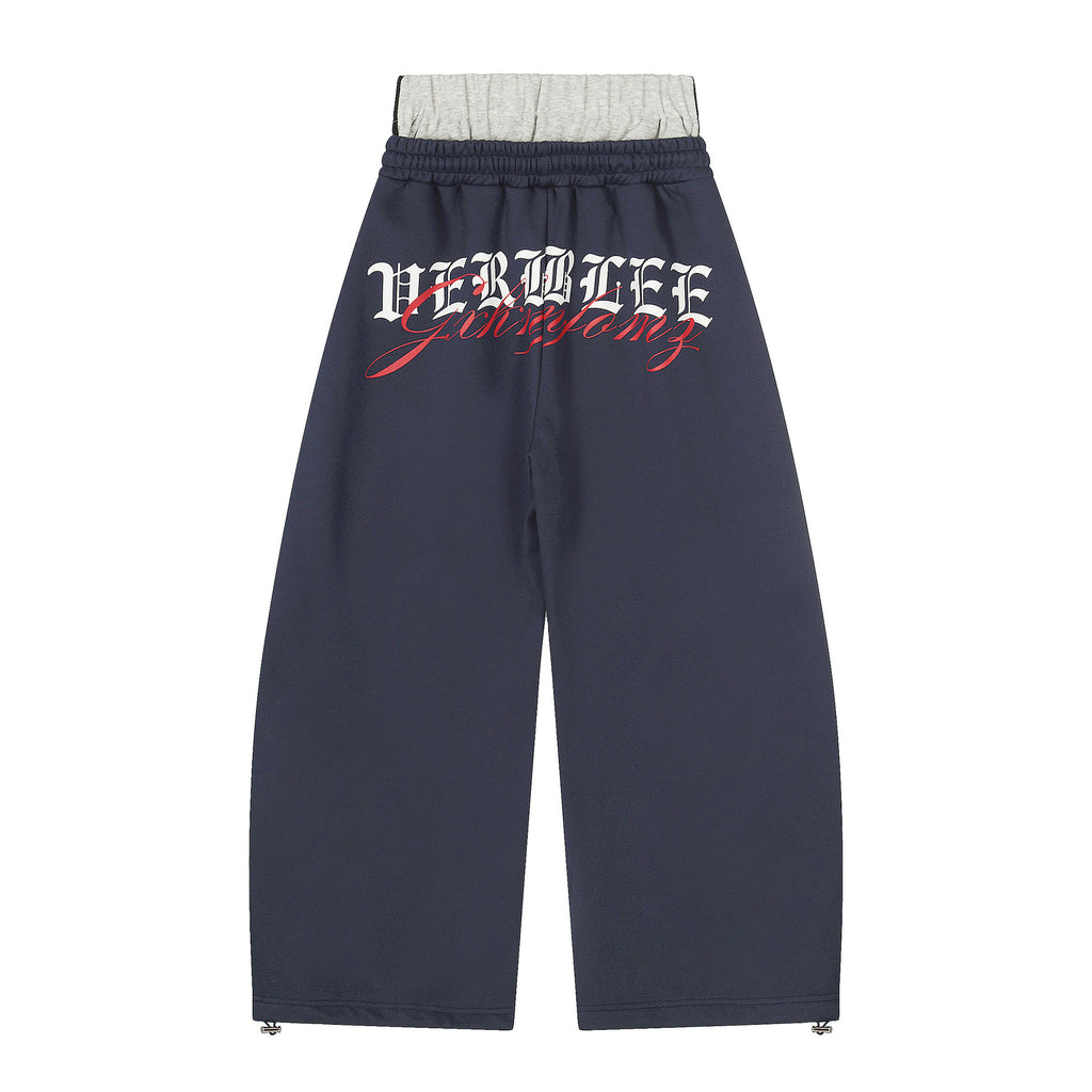Fake two-piece spliced fleece sports pants