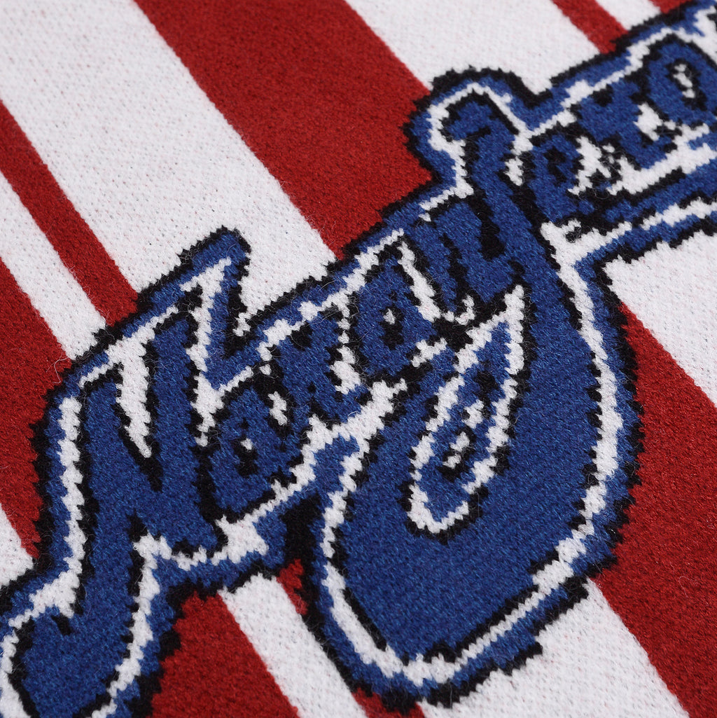 Color blocking letter jacquard small lapel pullover sweater