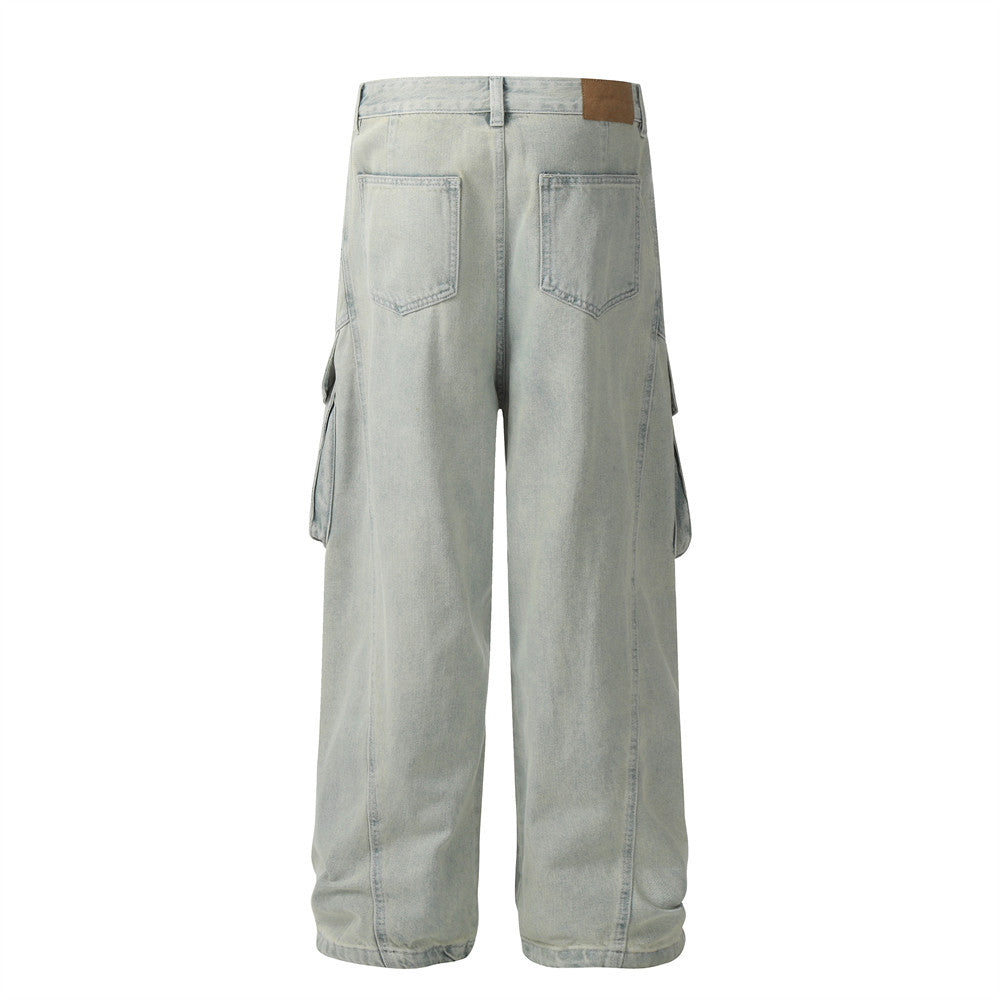 Make old washed denim workwear pants