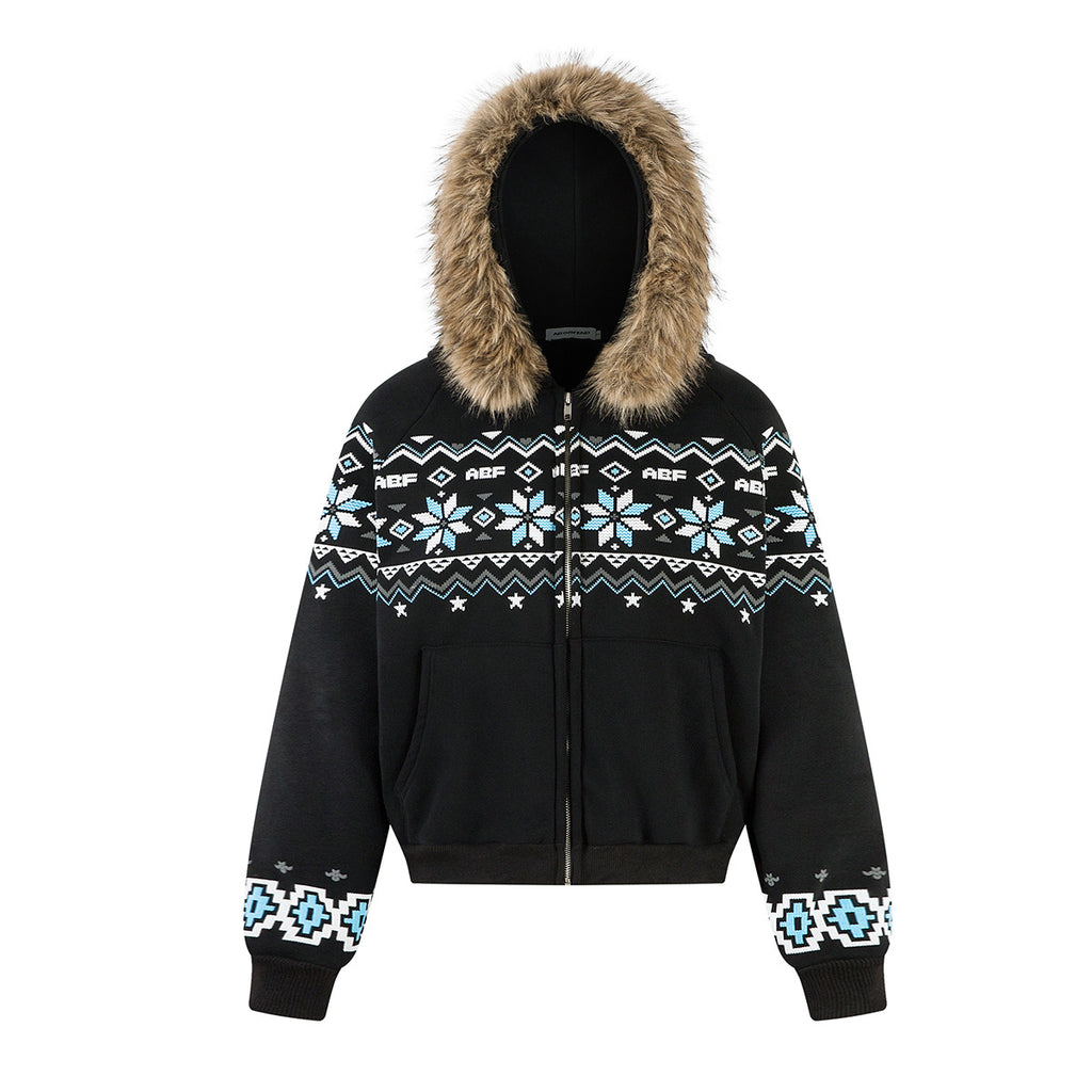 Ethnic pattern loose hoodie