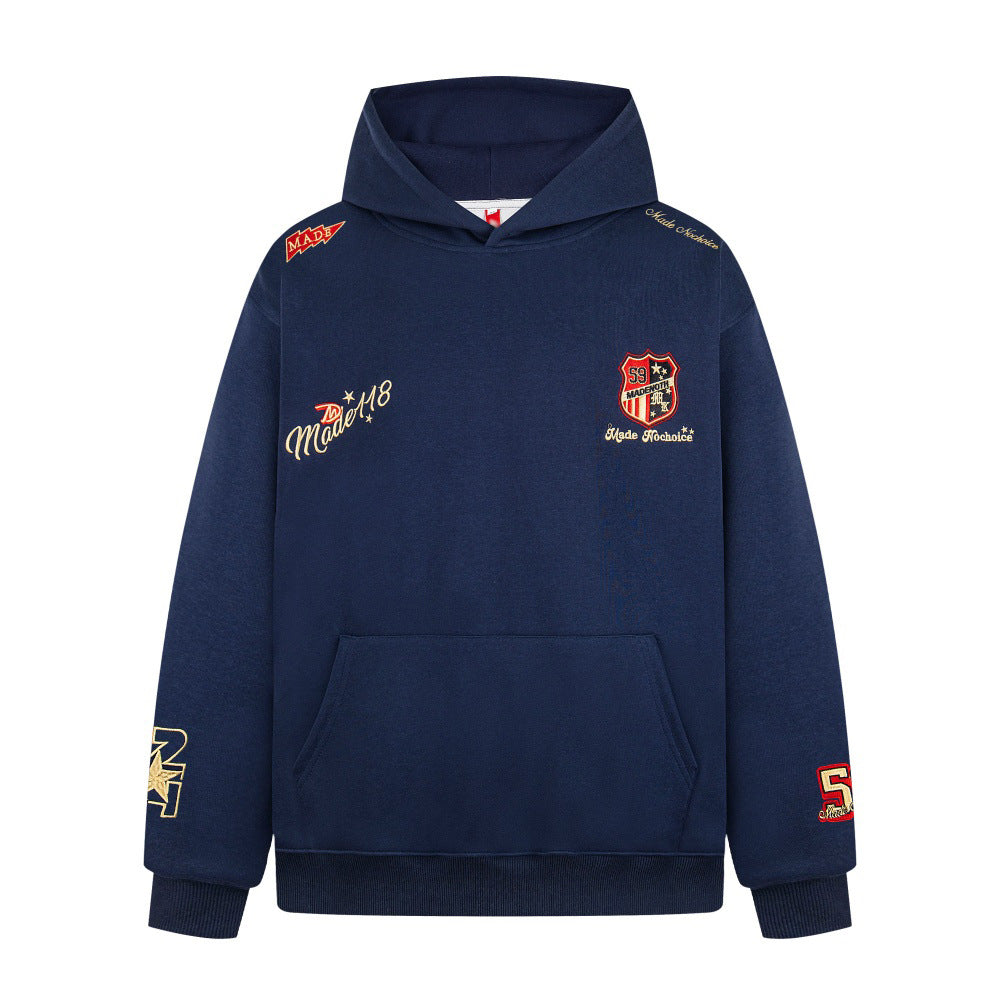 Emblem Embroidered Letter Hoodie