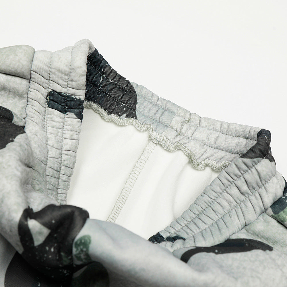 Abstract digital printed velvet pants