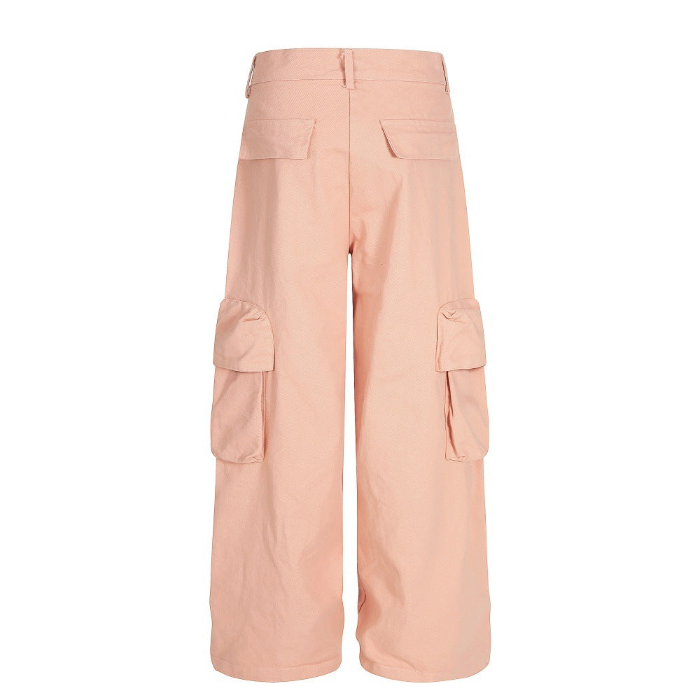 Embroidered pleated loose wide leg pants