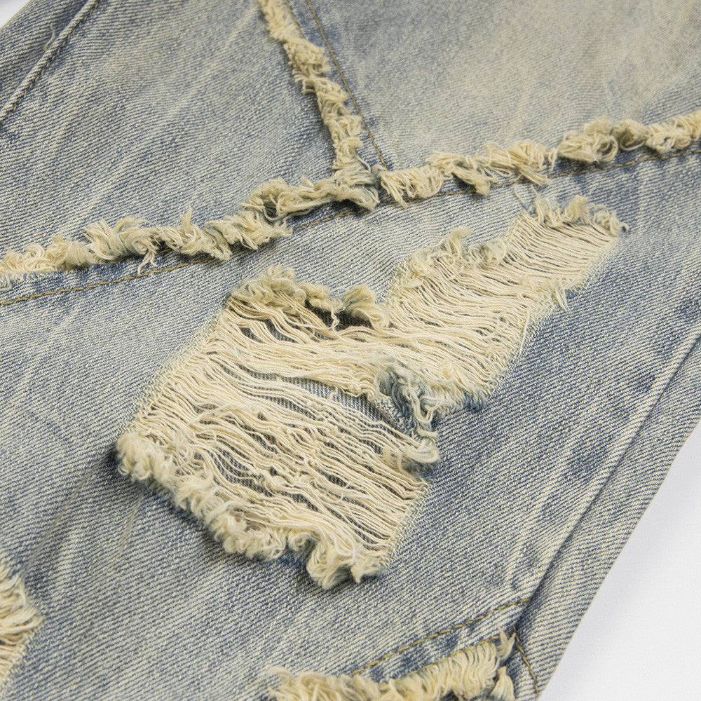 Ripped and frayed denim jeans