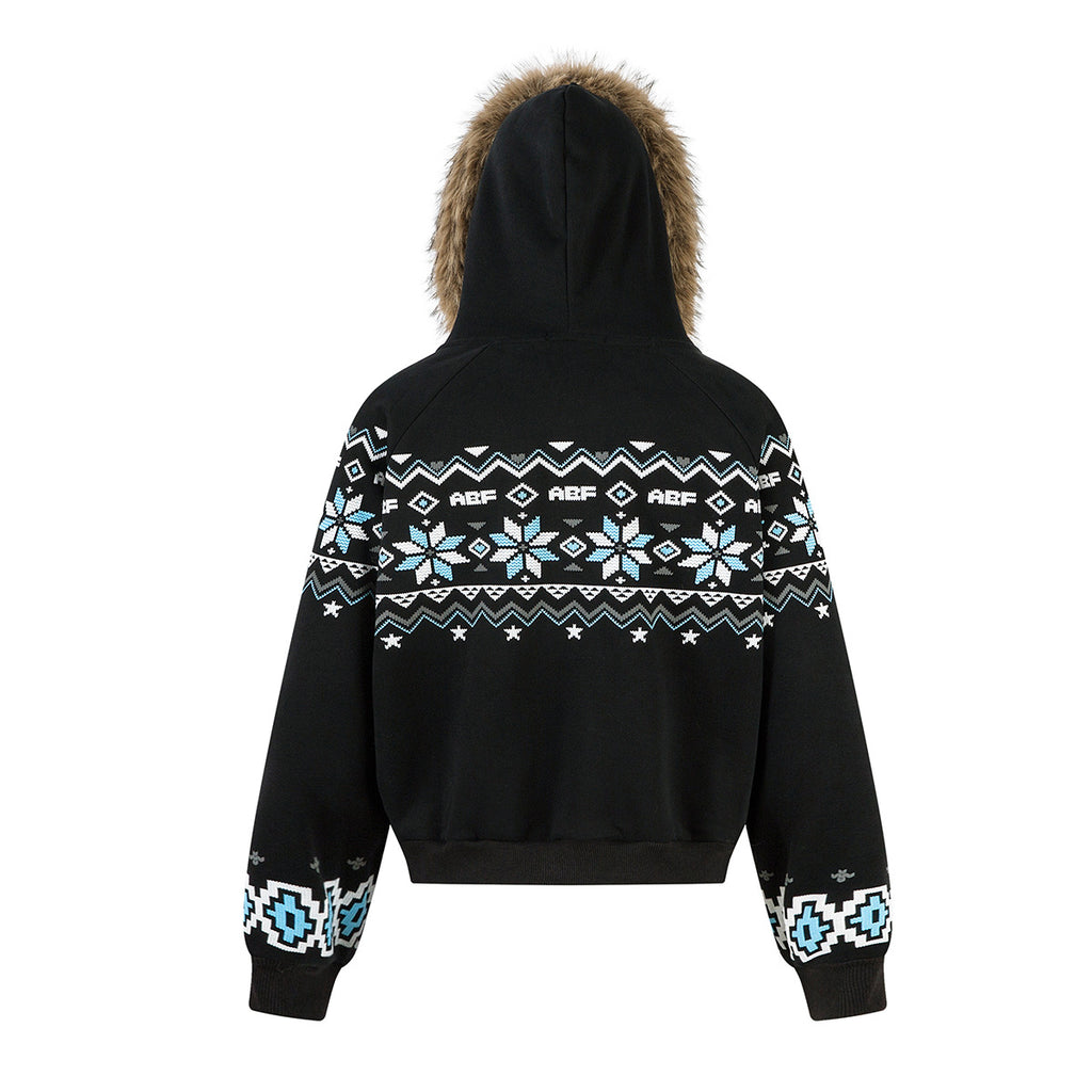 Ethnic pattern loose hoodie
