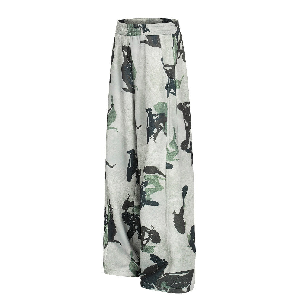 Abstract digital printed velvet pants