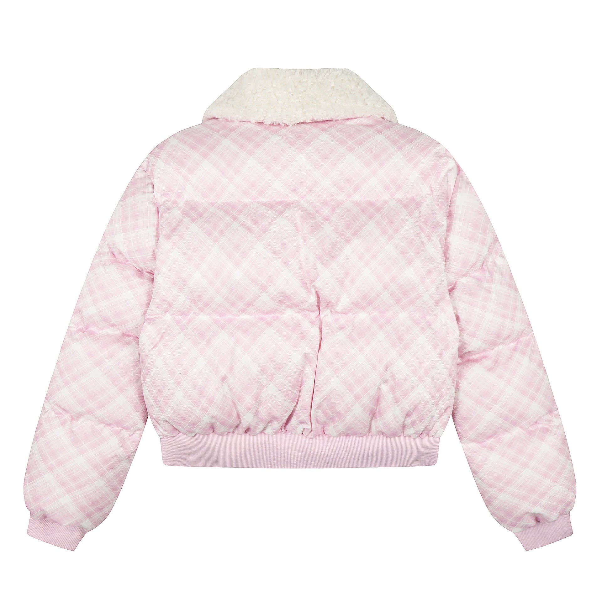 Retro plaid plush lapel short cotton jacket for women