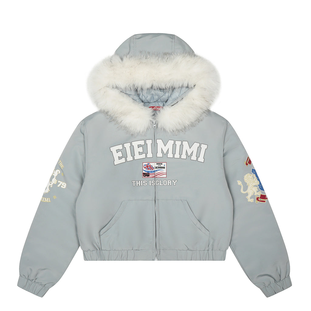 Alphabet collar spliced cotton jacket