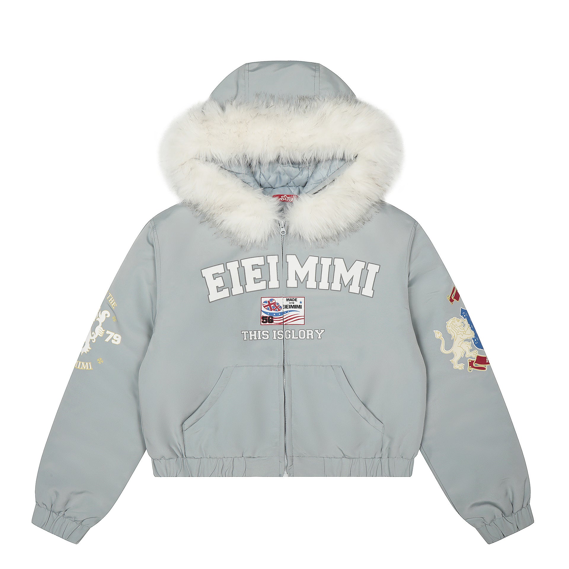 Alphabet collar spliced cotton jacket