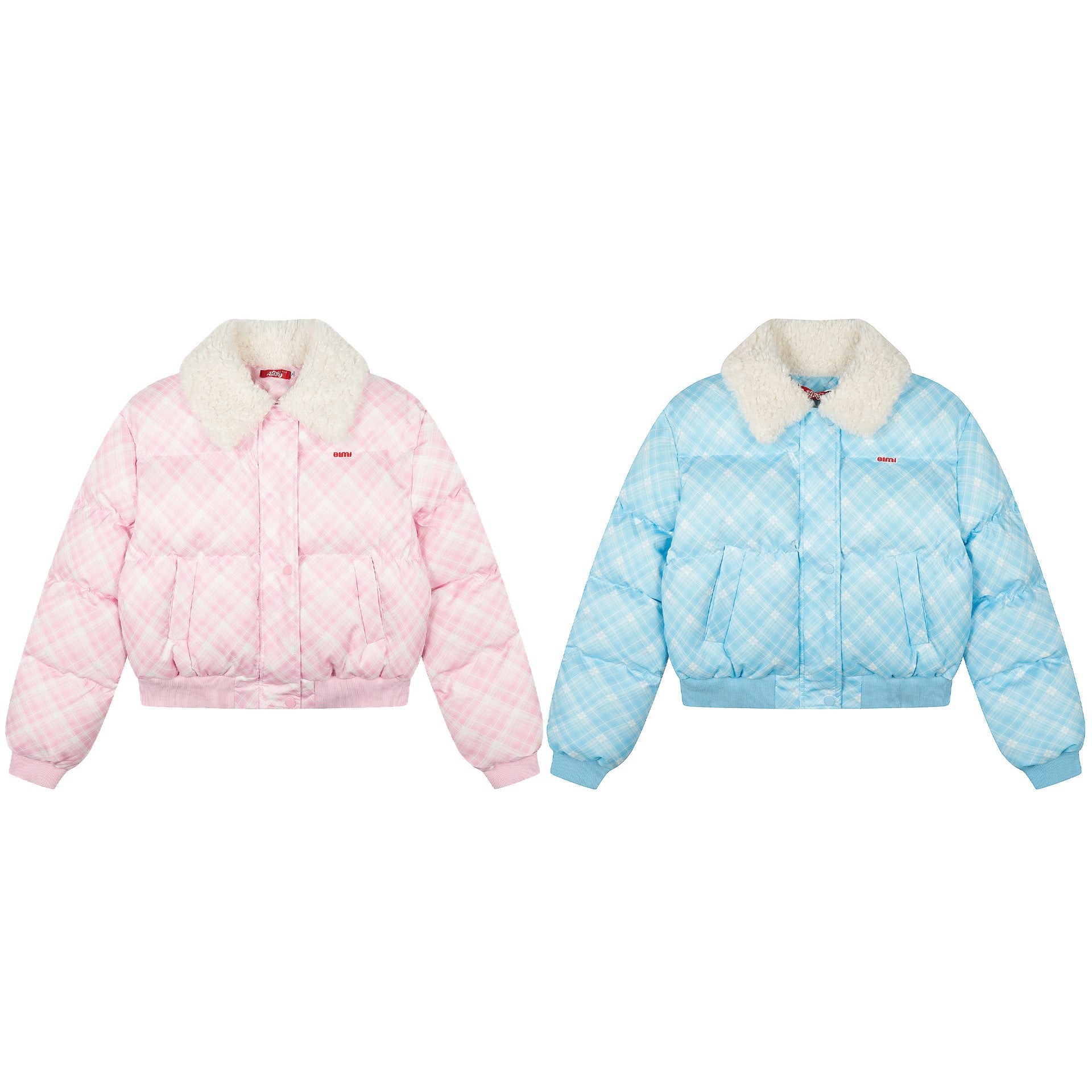 Retro plaid plush lapel short cotton jacket for women