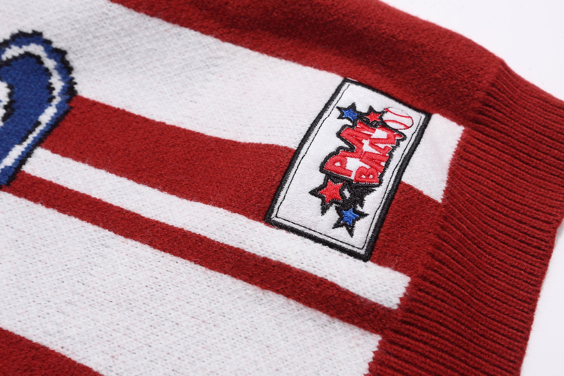 Color blocking letter jacquard small lapel pullover sweater