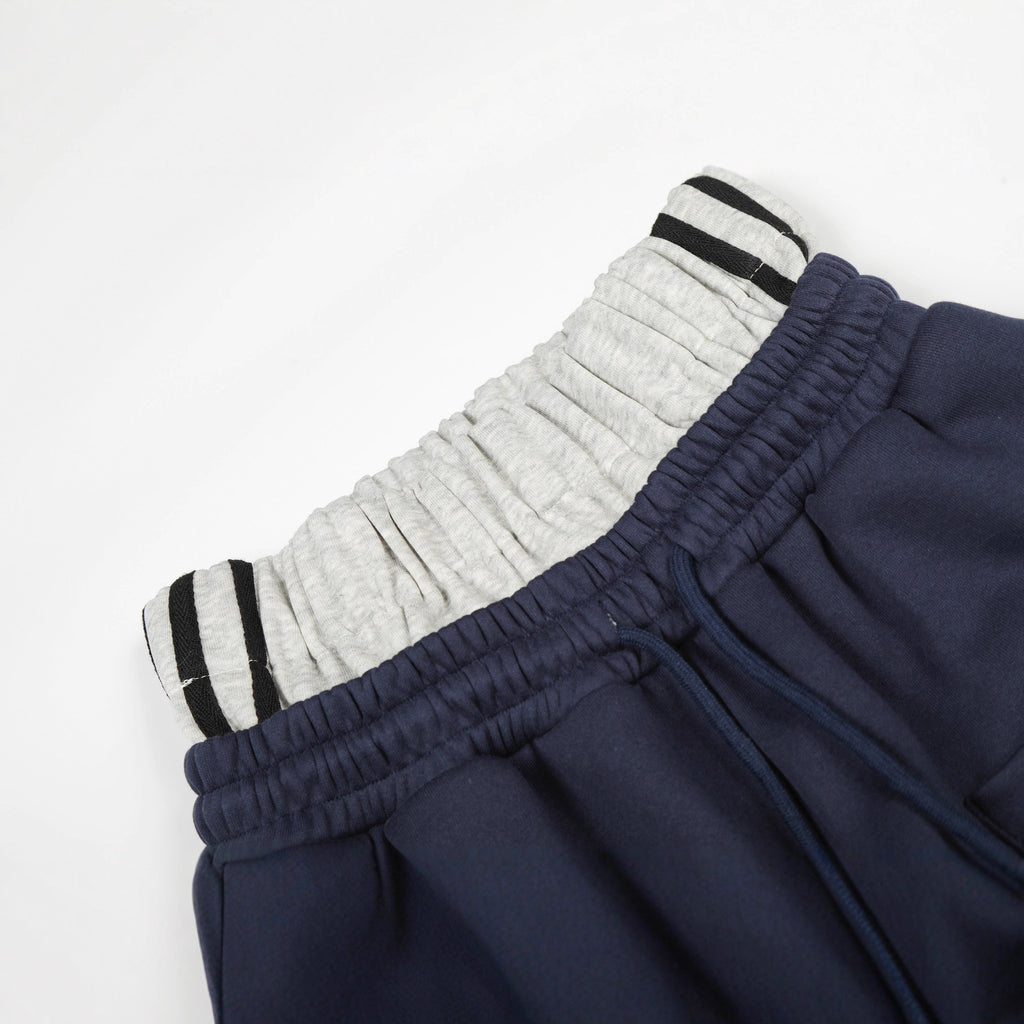 Fake two-piece spliced fleece sports pants