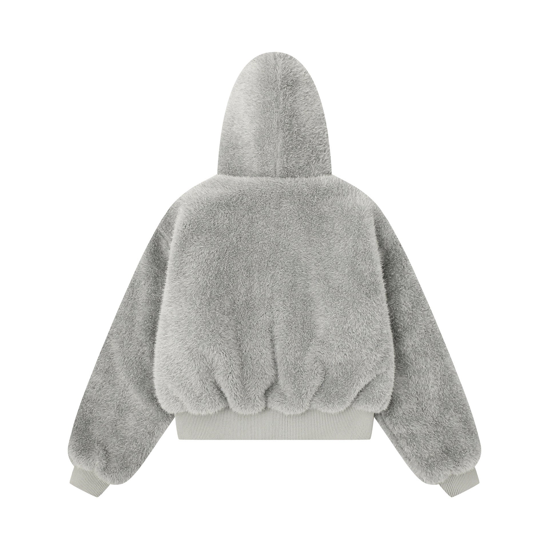 Hairy detachable fur collar warm jacket for women