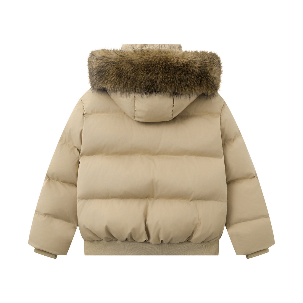 Loose fur collar thickened and detachable cotton jacket