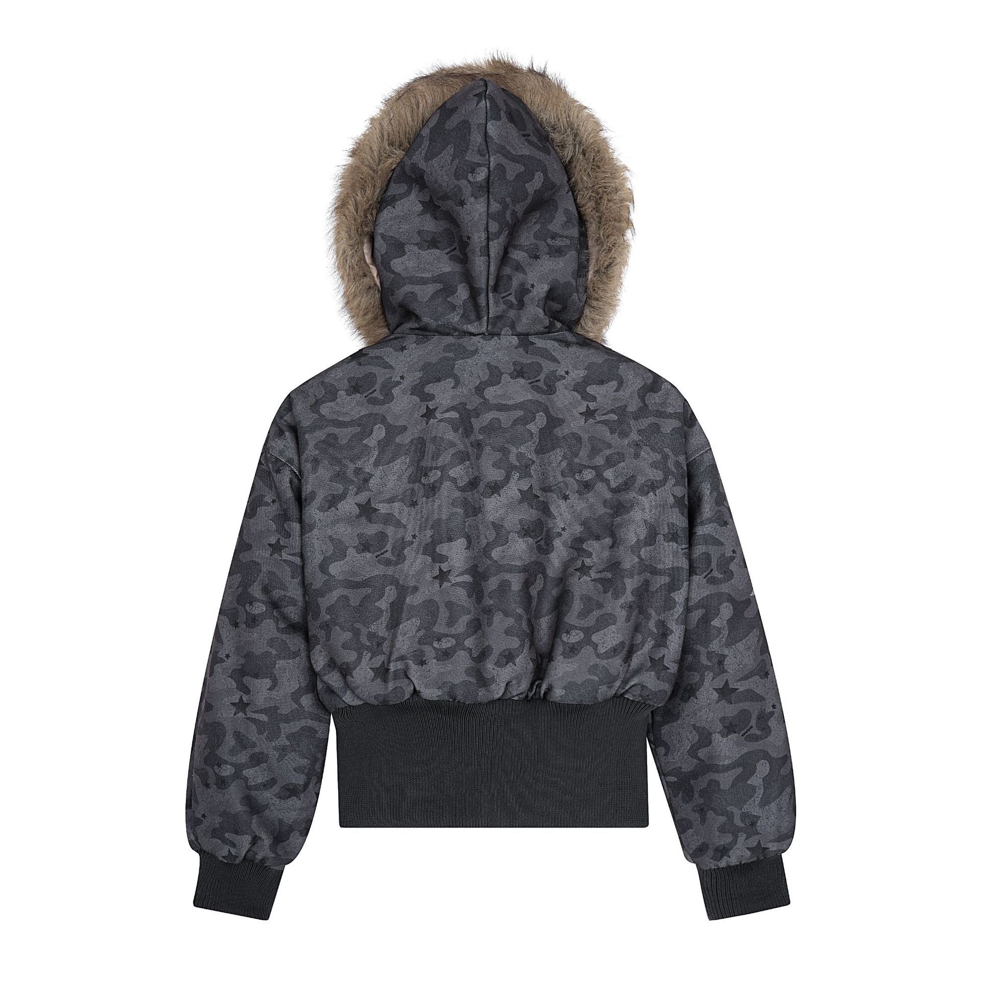 Retro fur collar short cotton jacket for women in winter