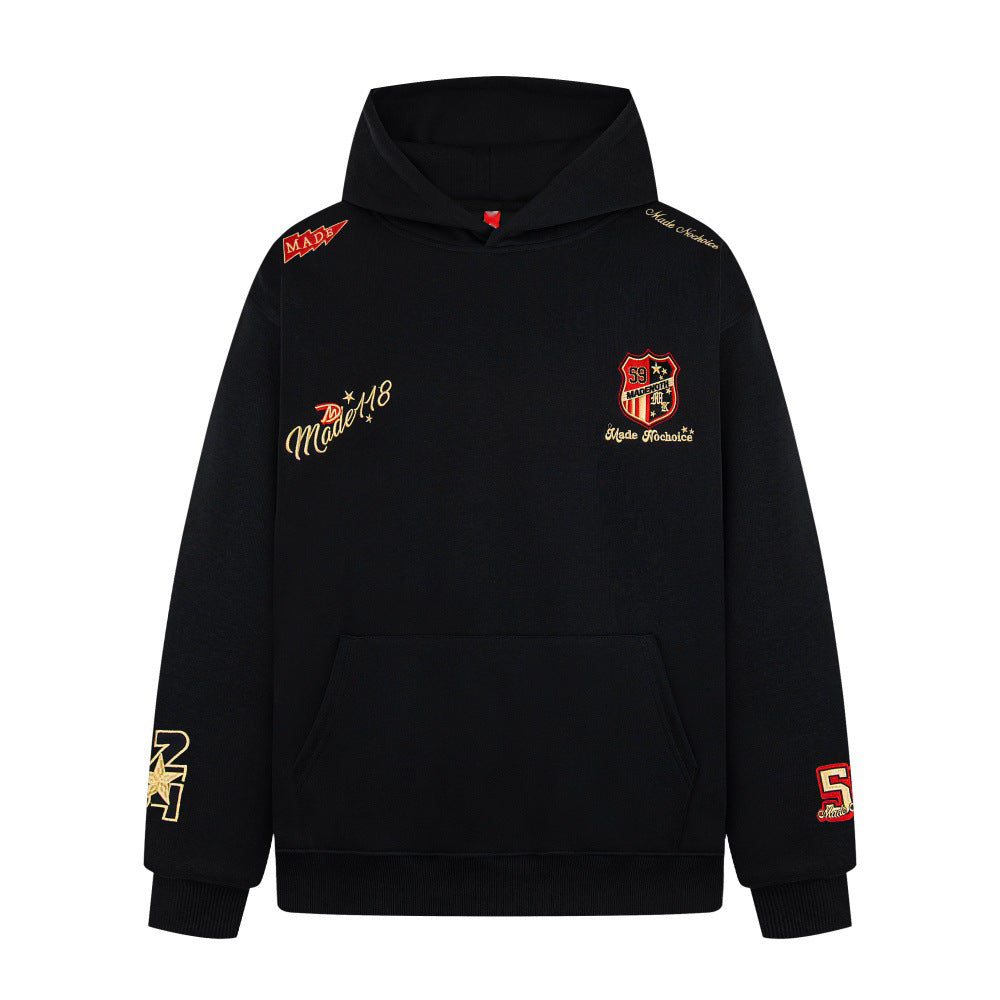 Emblem Embroidered Letter Hoodie