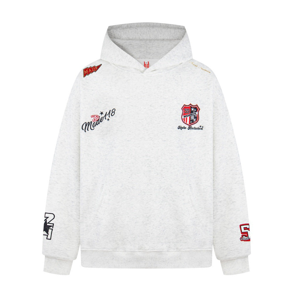 Emblem Embroidered Letter Hoodie