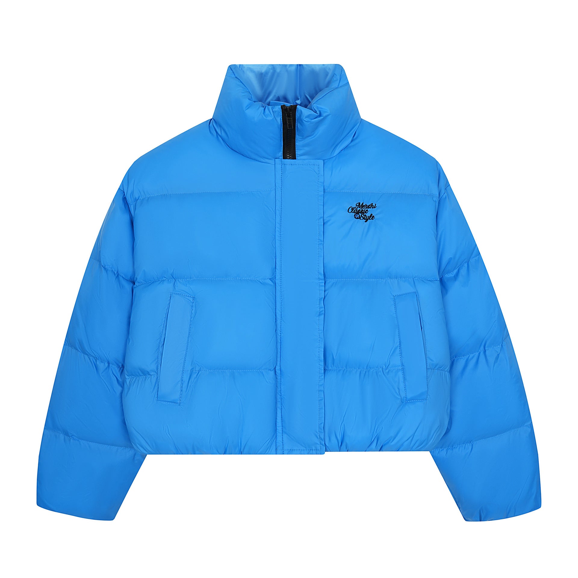 Minimalist basic style stand up collar cotton jacket for women